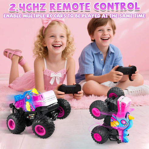 2.4Ghz 3 4 5 6 7 8 360 YongnKids Remote Control Car for Girls, Unicorn Monster Trucks with Light & Music,Unicorn Toys