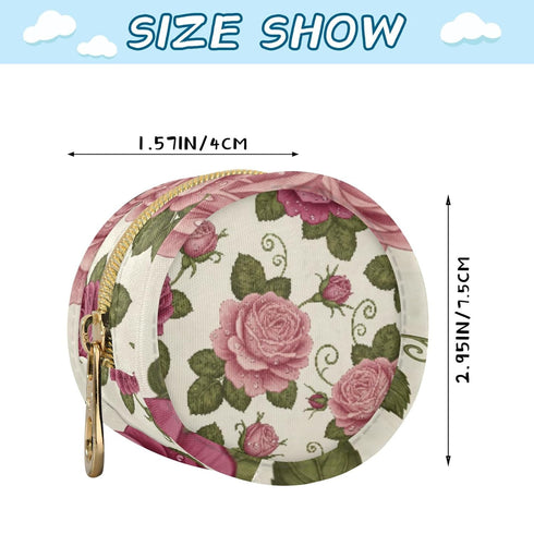 PYBUG Rose Round Pacifier Storage Case, Polyester & TPU Lined with Hook Buckle, Pacifier Container Box for Baby