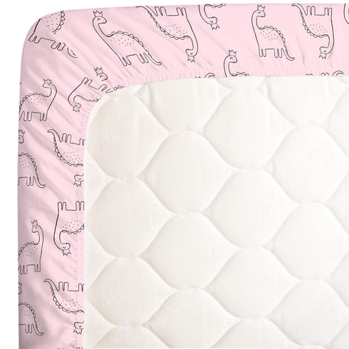 Carter's Soft Pink Dinosaur Princess Fitted Crib Sheet