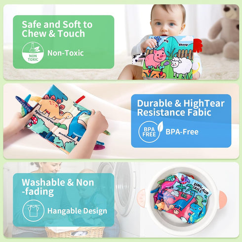 YySiRui 4-Pack 0-6 6-12 Tummy Set Baby Crinkle Books for Babies Months, Soft Cloth Touch and Feel Sensory Books Months