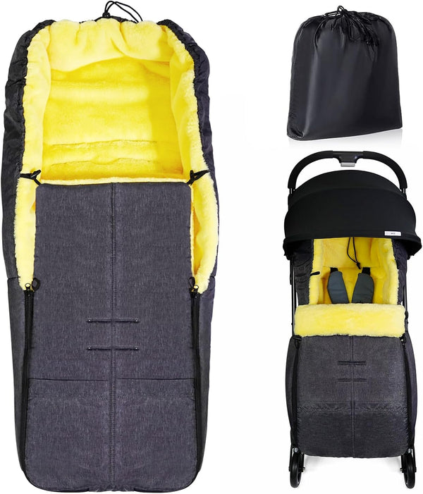 Universal Waterproof Thicken Footmuff for Stroller - Baby Stroller Sleeping Bag with Thermal Fleece Lining