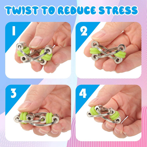 10 Skylety Pcs Bike Fidget Chain Flippy Bulk Mini Chain Key Ring for ADHD Stress Relief Flippy Key for Adults