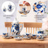 Geiserailie 2 Set Miniature Porcelain Tea Cup, 30 Pieces Dollhouse Kitchen Accessories with Golden Trim