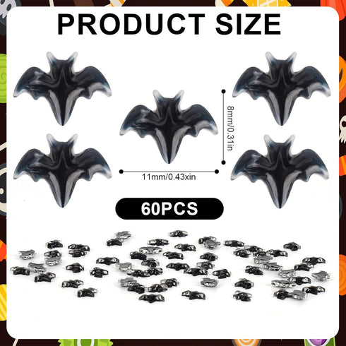 XIHIRCD 60pcs Halloween Mini Bats, Smooth Washable Resin Halloween Dollhouse Miniatures Dollhouse Miniature Tiny Bats