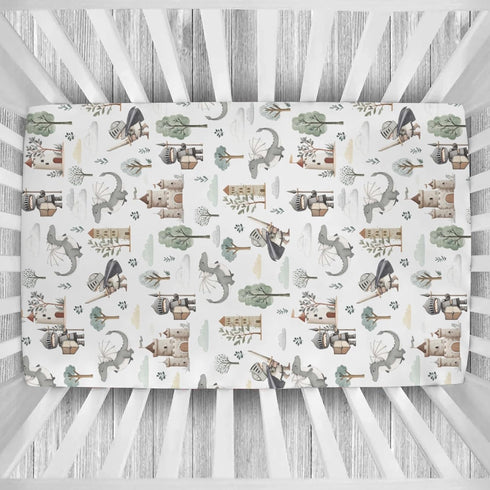 Cstdyfrv 28x52in Cute Pastel Dragons Castle Knight Baby Crib Sheets Fantasy Dragons Trees Standard Crib Toddler