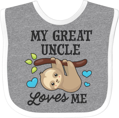 inktastic My Great Uncle Loves Me Baby Bib - Sloth and Hearts Design