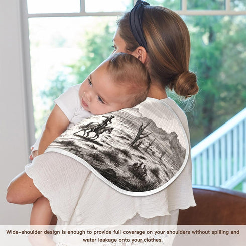 Vintage Western Cowboy Muslin Baby Burp Cloths - Super Absorbent Cotton Burp Clothes Set