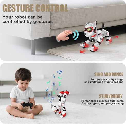 Programming 3-5 5-8 BYTEWAR Realistic Robot Toy Puppy, Intelligent Robot Dog, Remote Control and Interactive Gesture