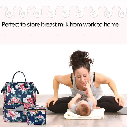 Teamoy Breastmilk Cooler - Bottle Bag for 4 Large 5 Oz Bottles, Perfect for Working Moms, Peony