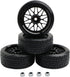 4PCS 12mm Hub Wheels for 1:10 RC Drift Cars, 62mm Hard Plastic On Road Racing Tires (Black)