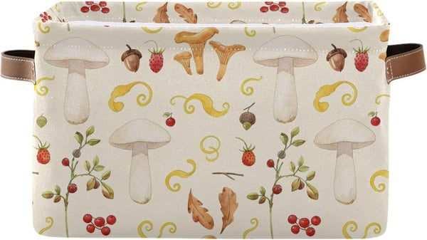 Mushroom Rectangle Storage Basket Collapsible Storage Bin for Nursery Toys Books Waterproof