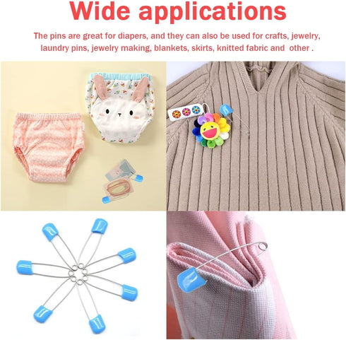 Hocansen 50 54mm/2.2in PCS Safety Pin Baby Diaper Pins for Cloth Plastic Head Baby Pins for Diapers Stainless Steel