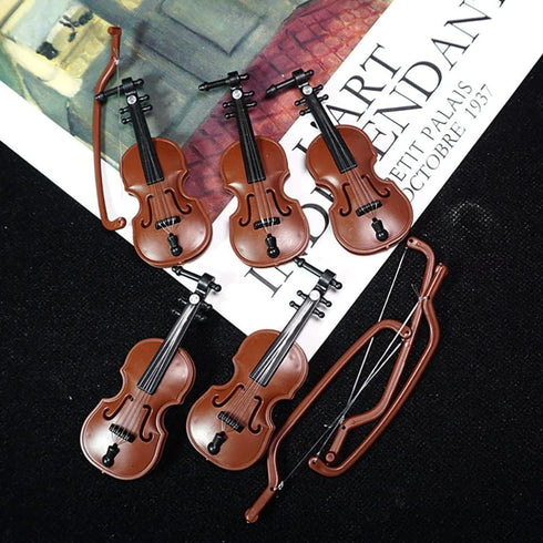 BESTOYARD 20 Sets Miniature Violin, Tiny Musical Instrument Model for Dollhouse Crafts
