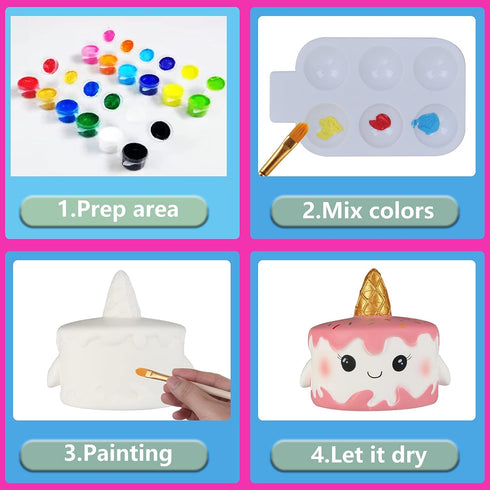 8 9 10 11 12 13 14, Pack 3 Jim&Gloria Paint Your Own Squishies, Jumbo Squishy Gifts for Girls and Boys Arts and Crafts