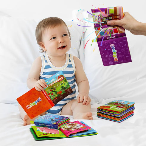 6-Pack Dr.Rapeti Soft Cloth Books Baby Books Bath Books for Baby Infant Toddler Kids Crinkle Squeaky Washable Chewable