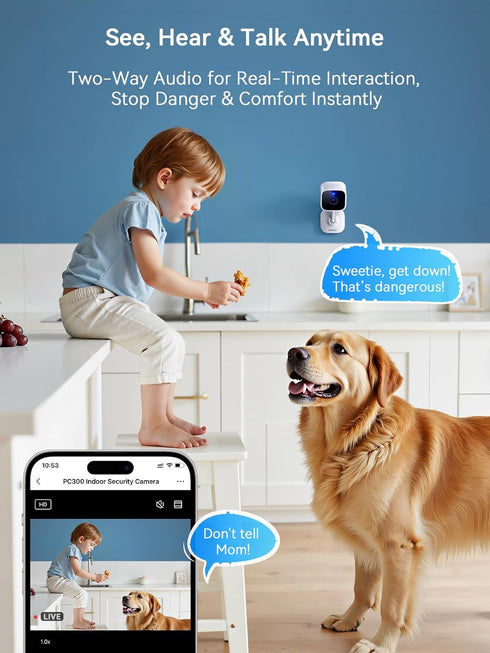 Outinput 2K 2-Way 2-Pack Indoor Security Camera, WiFi Home Camera for Baby Monitor/Pet/Dog, Motion Detect, Night