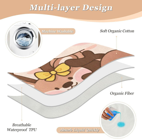 siphylline 52" 34" Cute Cartoon Elk Brown Extra Large Resuable Changing Pad Covers Soft Absorbent Potty Training Pads