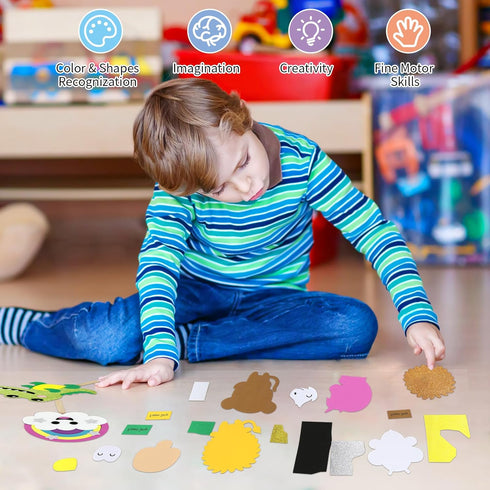 VKPI 6 Popstick Puppets Craft Kits for Kids, Foam Art Crafts Gift, Story Time Toys for Ages 4+, Birthday Party Supplies