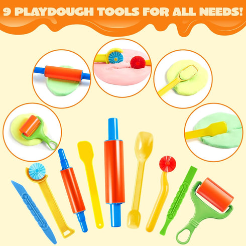 JOYIN 44 Pieces Play Dough Accessories Set - Various Plastic Molds, Rolling Pins, and Cutters for Kids