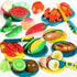 100 PCS Cutting Play Food Toy for Kids Kitchen, Pretend Food Toys with Baskets, Birthday Gifts for Ages 3-5