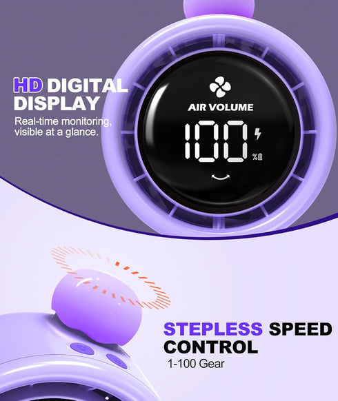 1-100 3800mA TRELC Baby Stroller Fan Large, Bladeless Fans, Oscillating Turbo Desk Fan with LED Display & Night Light