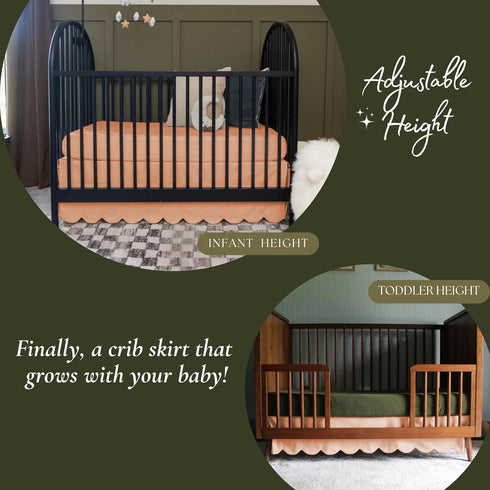 Linens Limited 100% 24"x 38" 10" Inch 4 Microfiber Scalloped Mini Crib Skirt with Drop Lenght with Split Corners