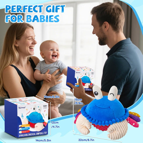 6-12 40 Tummy 1-3, Baby Toys Months, Musical Crawling Crab Plush Toy - Songs & Recording Feature, Dancing Walking