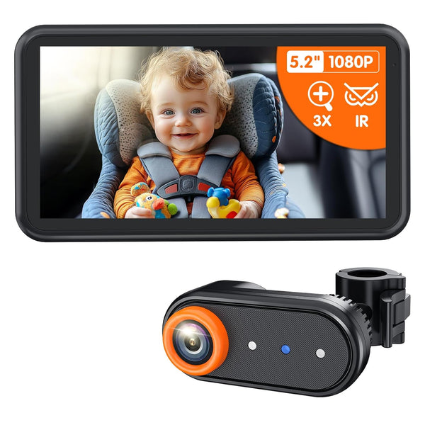 LUCKVIEW BM2A Baby Car Camera 3X Zoom to See Baby Clearly, 5.2"