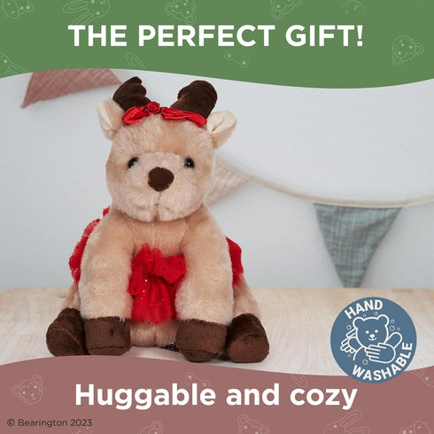 Bearington 7 Inch Darling Dancer Ballerina Plush, Christmas Stuffed Reindeer Animal