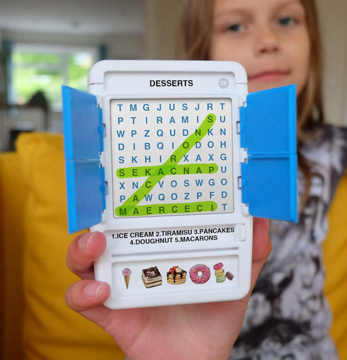100 PICS Word Search Travel Game - 100 Puzzles with Picture Clues, 50 Wipe Clean Cards, Activity Gift for Kids and