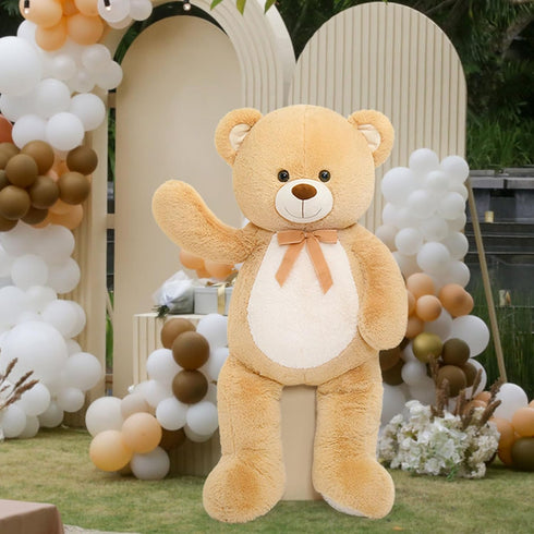 MorisMos Teddy Bear Stuffed Animal, 4FT Giant Tan Plush Toy, Soft Big Bear for Gifts