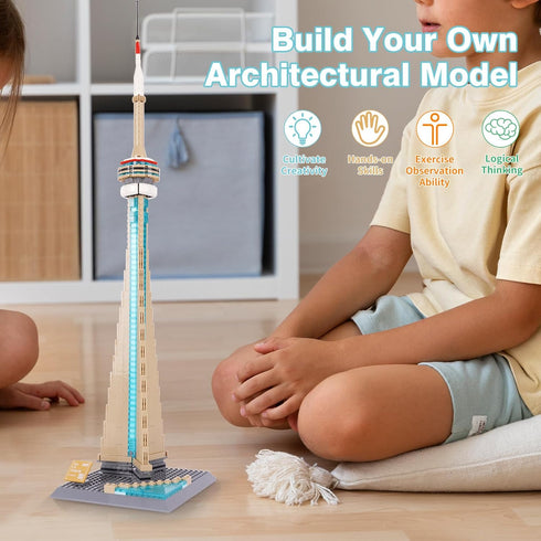 Set, 400 Oichy CN Tower Building Blocks PCS Famous Architecture Model Building Kits, Collection CN Tower Model Blocks