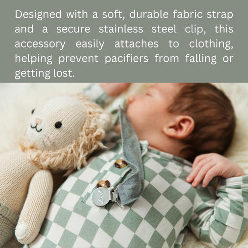 Ali+Oli Linen Strap Pacifier Clip Set of 3 (Forest) for Newborn Pacifiers & Teethers, 10" x 1" Binky Clips