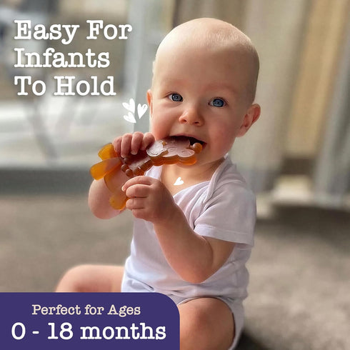 Bambeado LittleBamber Baby Teething Toy - Made with Natural Rubber & Amber Elements - Gentle Support, Easy to Hold