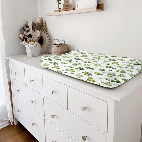 Watercolor Green Cactus Changing Pad Covers, Soft Breathable Fitted Baby Diaper Changing Table Mats 32''x16'' for Boys