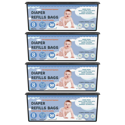 Fununcat Diaper Pail Refills Bags with 30 Bags Compatible with Genie Easy Roll