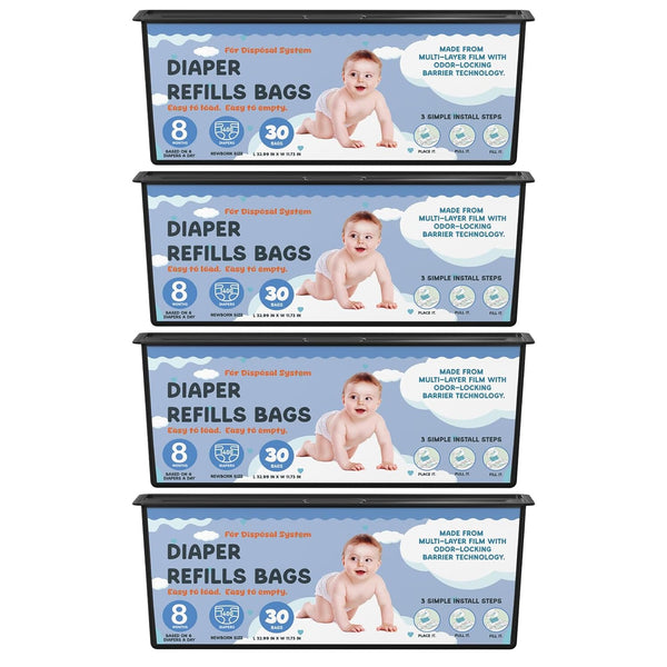 Fununcat Diaper Pail Refills Bags with 30 Bags Compatible with Genie Easy Roll