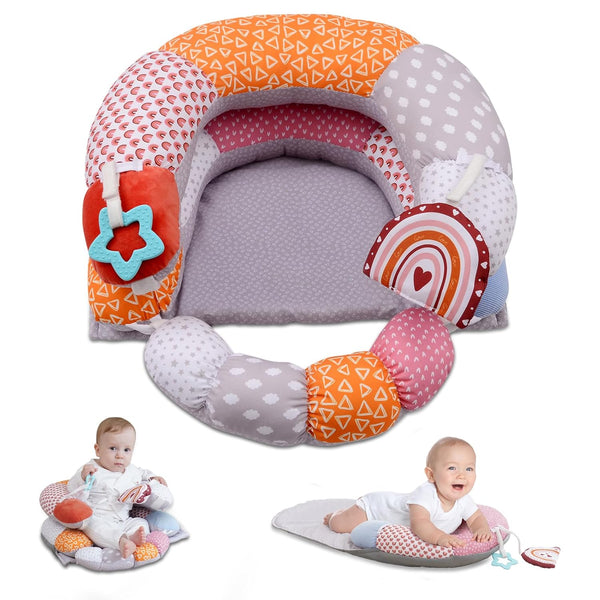 MIIMER 2-in-1 Tummy Time Baby Mat & Seated Support Pillow, Tummy Time