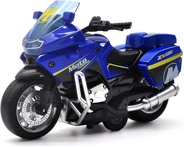 Toy Motorcycle Model - Pull Back Vehicles with Sounds and Lights for Kids 3-9, Collectible Scaled Cars