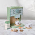 Kids Wooden Toys Toddler Pretend Play Kitchen Accessories - Green Coffee Maker Espresso Machine Playset