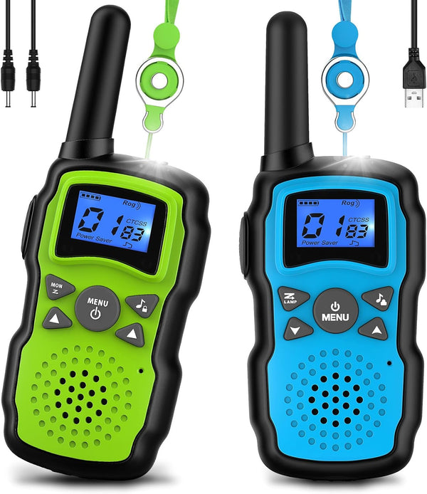 Wishouse Rechargeable Walkie Talkies for Kids - Long Range with USB Charger - Outdoor Camping Games with Flashlight