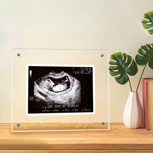 DEYIXUN Acrylic Ultrasound Picture Frame, Bright Photo Frame, Sonogram Love at First Sight Baby Keepsake Baby