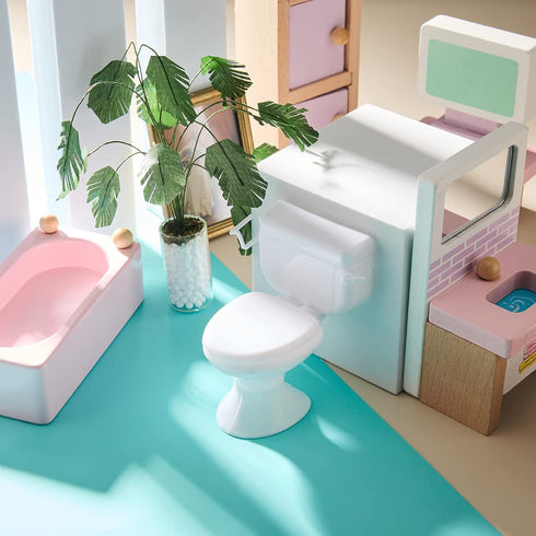 2 Pieces Mini Toilet Seat Toy, Doll House Furniture Miniature Classic Bathroom Accessories (White)