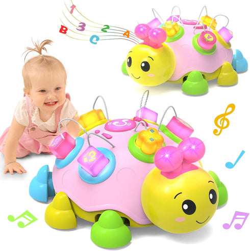Holaxander Baby Musical Ladybug Crawling Toys,Baby Toy 6-12 Months with Light-up Music, Early