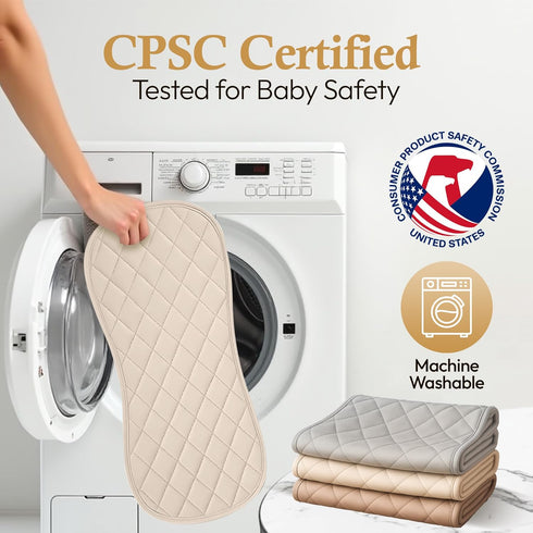 LUZZOR 3 Pack Changing Pad Liners Waterproof, Soft, Absorbent, Non-Slip, Machine Washable, Reusable Baby Changing Pad