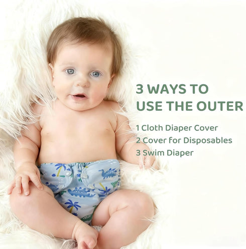BISENKID 2 Pack 3 Pack 2 (18-35Pound) Waterproof Cloth Diaper Cover Reusable Plastic Diaper Cover - Adjustable Outer