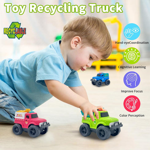 1-3 Aigitoy Toddler Car Toys for Boy Girl Year Old, Green Recycling Truck, BPA Free, Phthalates Free, PVC, Recycled