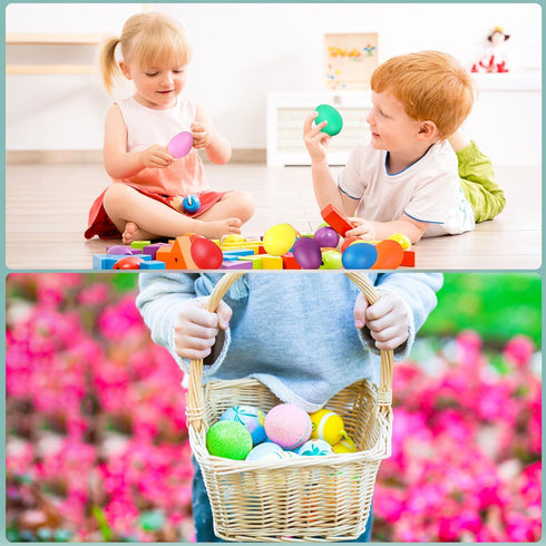 Augshy 14 PCS Plastic Egg Shakers, Colorful Percussion Musical Egg Maracas for Kids Toys