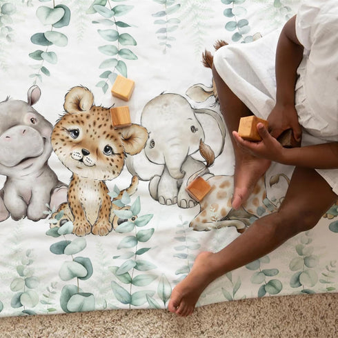 HawSkgFub Safari Jungle Baby Blanket - Eucalyptus Leaf Design, Elephant Giraffe Lion Flannel Fleece for Newborns 30 x 40