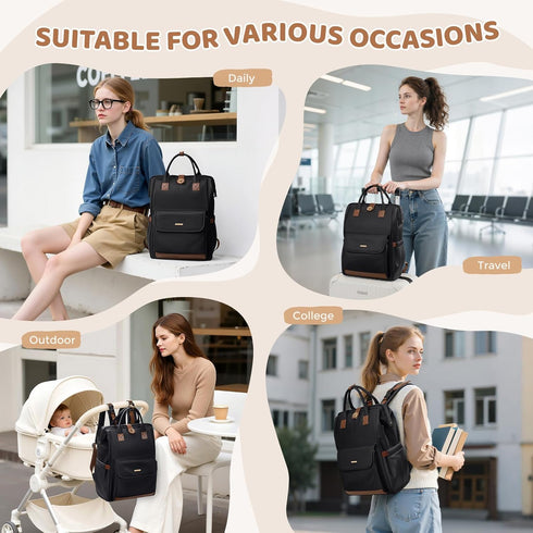 Backpack,Multi mom,16 Inch,Black Diaper Bag Function Water Resistant Diaper Bag With Hook,Casual Hanging diaper bag